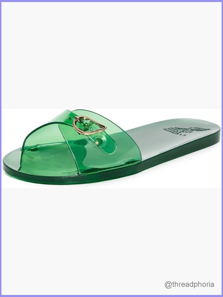 Slip On Rubber Slide Sandals Open Toe Adjustable Strap Flat